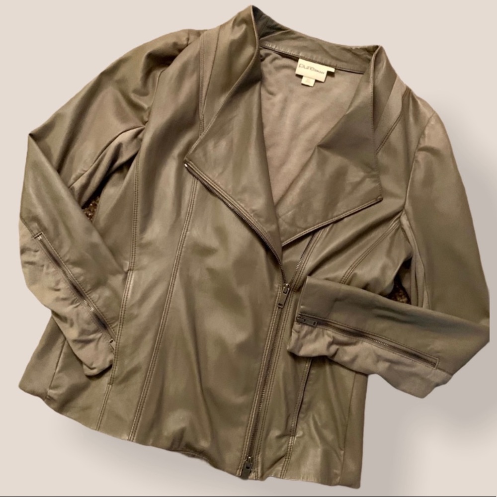 -DKNY leather and knit Moto jacket